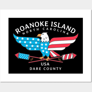 Roanoke Island, NC Summer Patriotic Pride Fourth of July Posters and Art